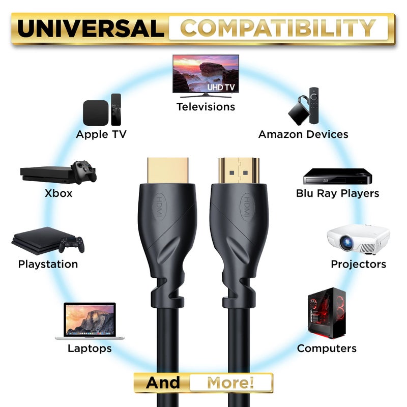 PowerBear 4K HDMI Cable 10 ft | High Speed, Rubber & Gold Connectors, 4K @ 60Hz, Ultra HD, 2K, 1080P, & ARC Compatible for Laptop, Monitor, PS5, PS4, Xbox One, Fire TV, Apple TV & Moreâ€¦ - Image 5